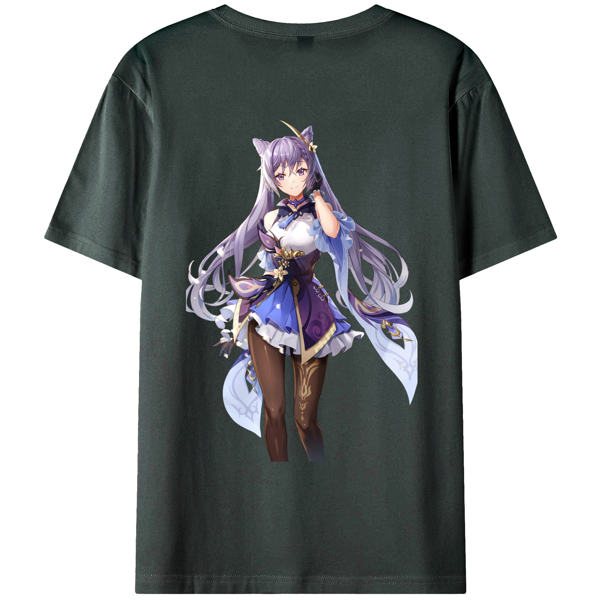 げんし神 刻晴 こくせい genshin Kokusei 綿100％ メンズ半袖Tシャツ（バックプリント） 通気性